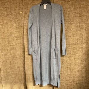 Marty M cotton blend long open cardigan color light cool grey